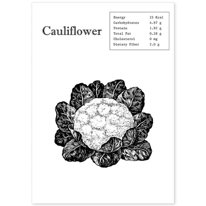 Poster de Cauliflower. Láminas de frutas y verduras en inglés.-Artwork-Nacnic-A4-Sin marco-Nacnic Estudio SL