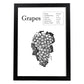 Poster de Grapes. Láminas de frutas y verduras en inglés.-Artwork-Nacnic-A3-Marco Negro-Nacnic Estudio SL