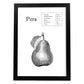Poster de Pera. Láminas de frutas y verduras.-Artwork-Nacnic-A4-Marco Negro-Nacnic Estudio SL