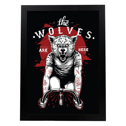 Poster de Los Lobos. Lámina decorativa de diseño.-Artwork-Nacnic-A4-Marco Negro-Nacnic Estudio SL