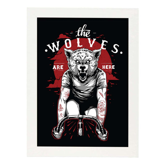 Poster de Los Lobos. Lámina decorativa de diseño.-Artwork-Nacnic-A4-Marco Blanco-Nacnic Estudio SL