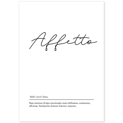 Lámina con definicion de palabras en italiano. Poster 'Affeto' de palabras con definiciones.-Artwork-Nacnic-A4-Sin marco-Nacnic Estudio SL