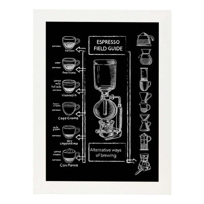 Láminas de café. Poster con diseño Espresso.-Artwork-Nacnic-A4-Marco Blanco-Nacnic Estudio SL