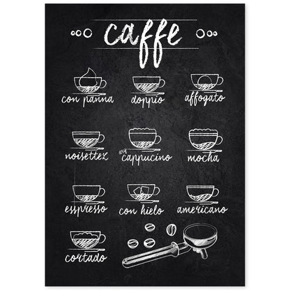 Láminas de café. Poster con diseño de Tazas y Cafés Italianos.-Artwork-Nacnic-A4-Sin marco-Nacnic Estudio SL