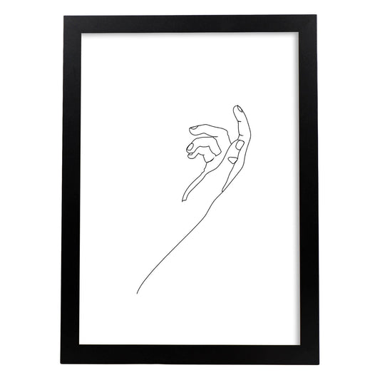 Posters de dibujos y bocetos a una linea. Lámina nordica de Mano ven.-Artwork-Nacnic-A4-Marco Negro-Nacnic Estudio SL