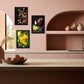 Set de 3 Cuadros de Uvas de Viñedo y Corcho Ilustración impresa en estilo Fotográfico para decorar Cocina, Despensa, Cortijo, Comedor, Restaurante