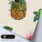 Poster cuadrado de Piñas con flor. Lámina de frutas y verduras de forma cuadrada, ilustrada con dibujos a color.-Artwork-Nacnic-Nacnic Estudio SL