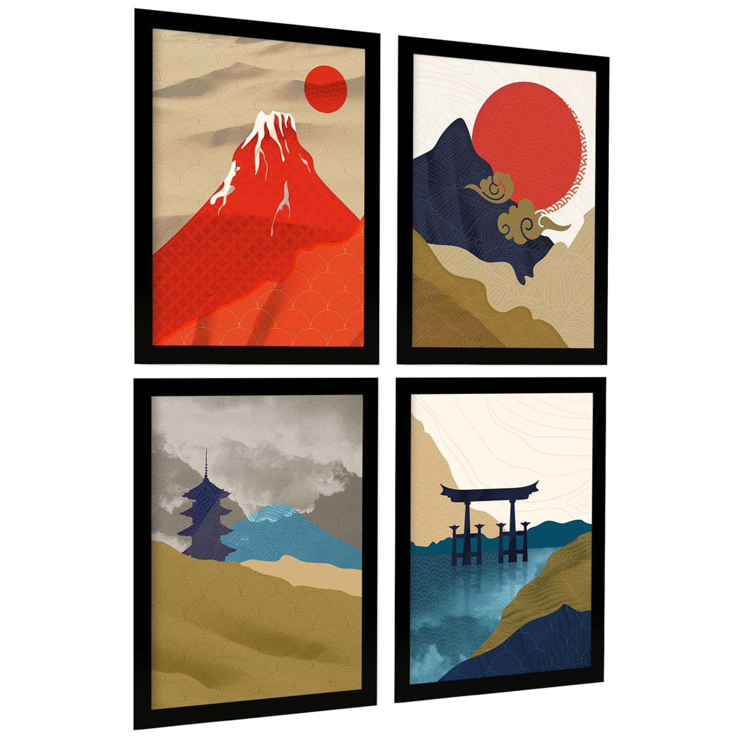 Nacnic Set of 4 Japanese Shrines.