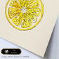 Poster cuadrado de Rodajita de limón. Lámina de frutas y verduras de forma cuadrada, ilustrada con dibujos a color.-Artwork-Nacnic-Nacnic Estudio SL