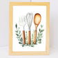 Set de 3 Cuadros Utensilios y herramientas de Cocina Póster en Acuarela con Ilustración impresa para decorar las paredes de la Cocina, Despensa, Comedor, Restaurante