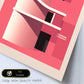 Set de 6 láminas estilo Bauhaus con ilustraciones arquitectónicas modernas en colores vivos para decorar oficina, salón o negocio – 2 grandes y 4 medianos