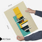 Set de 6 láminas estilo Bauhaus con ilustraciones arquitectónicas modernas en colores vivos para decorar oficina, salón o negocio – 2 grandes y 4 medianos