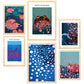 Lámina Yayoi Kusama Pez y Naturaleza Azul Japonesa