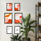 Abstract colors orange red white shapes