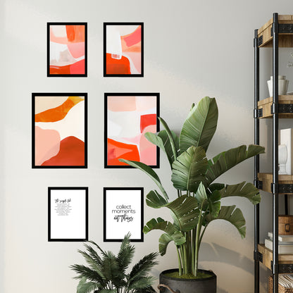 Abstract colors orange red white shapes
