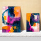 Formas abstractas en morado, fucsia y azul - Lámina