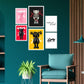 Set de 6 pósters Kaws modernos para pared estilo urbano pop art en colores rosa, negro, rojo y amarillo – ideal para salón, oficina o tienda – muñecos Kaws, frases atrevidas, diseño contemporáneo