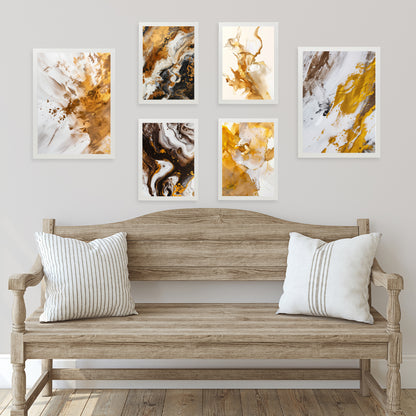Abstract colors brown white gold shapes