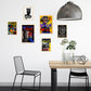 Set de 6 pósters icónicos de Basquiat estilo graffiti pop art con coronas, retratos y colores vibrantes para decorar hogar, oficina, estudio o tienda – 2 grandes y 4 medianos