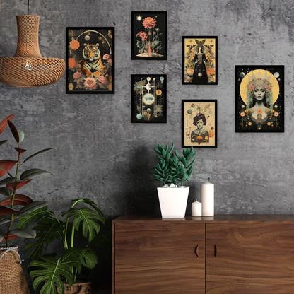 Collage surrealista estilo esoterico mistico negro beige