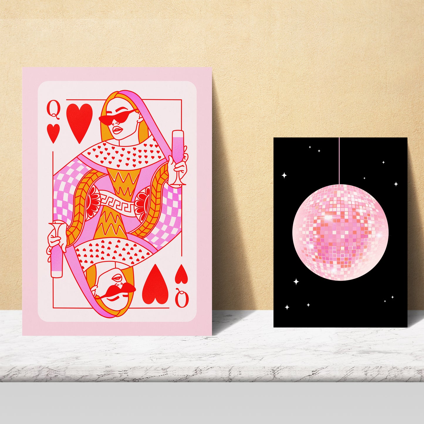 Illustraciones de arte moderno femenino tonos rosas