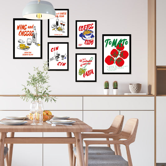 Ilustraciones de alimentos y comida estilo pop art