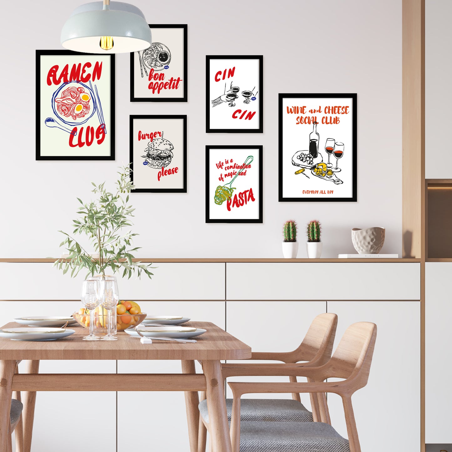 Ilustraciones de alimentos y comida estilo pop art ramen y pasta