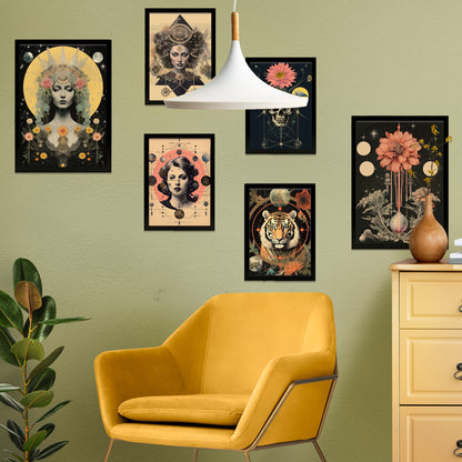 Collage ilustración surrealista estilo esoterico mistico