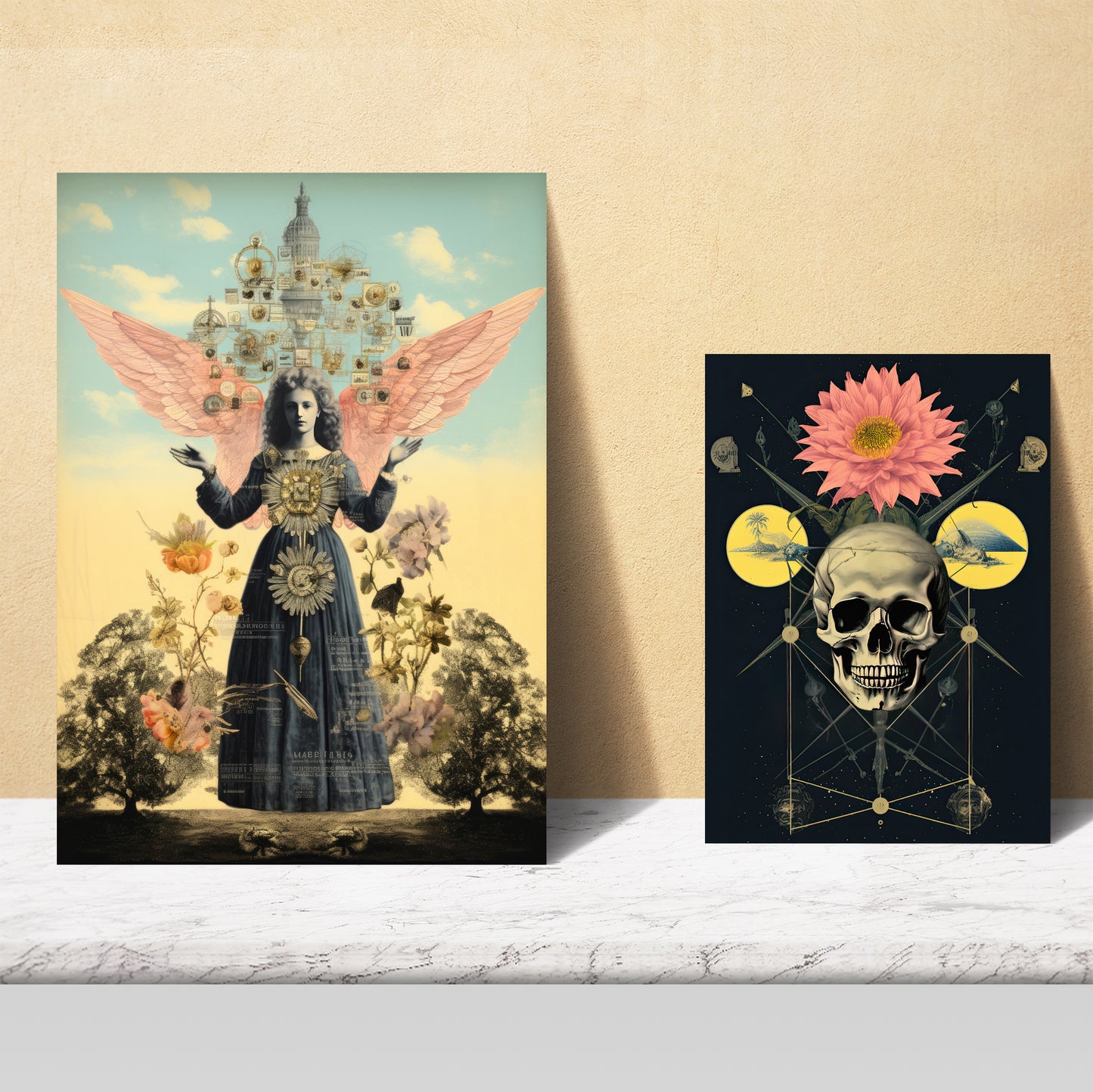 Collage surrealista estilo esoterico mistico floral