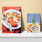 Ilustraciones de alimentos y comida estilo pop art dieta mediterranea
