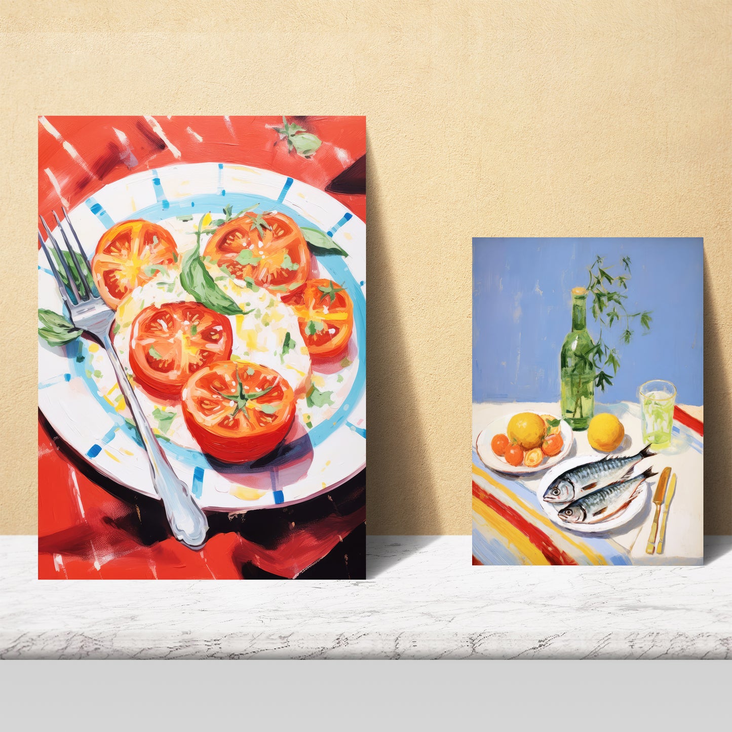 Ilustraciones de alimentos y comida estilo pop art dieta mediterranea