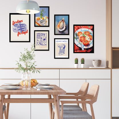Ilustraciones de alimentos y comida estilo pop art dieta mediterranea