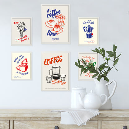 Ilustraciones de alimentos y comida estilo pop art tonos pastel