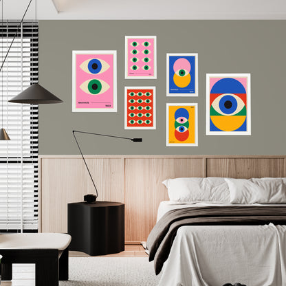 Geometrico Bauhaus colores viibrantes y ojos