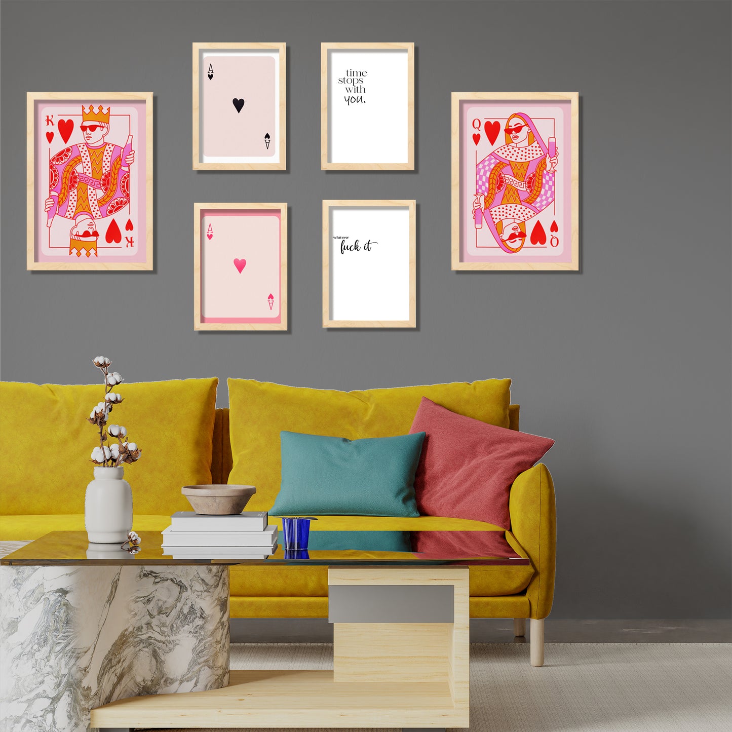 Illustraciones de arte moderno tonos rosas