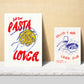 Ilustraciones de alimentos y comida estilo pop art tomate pasta y pizza