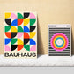 Set de 6 pósters Bauhaus con formas geométricas coloridas estilo moderno abstracto – ideal para salón, despacho, dormitorio o espacios creativos – círculos, ojos, líneas y bloques en rosa, rojo, azul, verde, amarillo, naranja