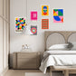 Set de 6 pósters Bauhaus con formas geométricas coloridas estilo moderno abstracto – ideal para salón, despacho, dormitorio o espacios creativos – círculos, ojos, líneas y bloques en rosa, rojo, azul, verde, amarillo, naranja
