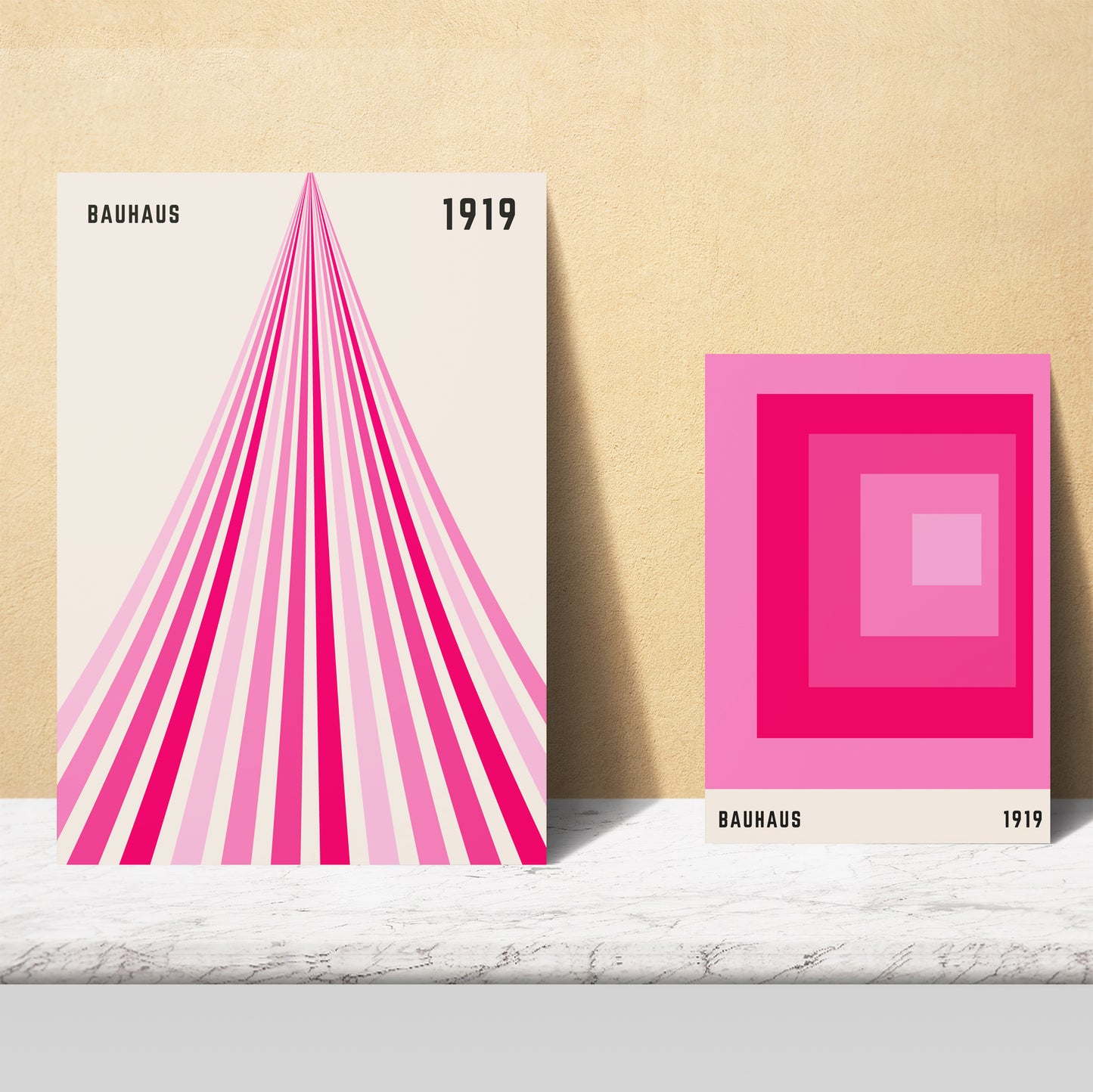 Geometrico Bauhaus colores viibrantes Rosa Fucsia