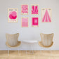 Set de 6 pósters Bauhaus geométricos en rosa y fucsia. Diseños modernos con formas abstractas para decorar habitaciones, oficina o espacios creativos. Tamaños A3 y A4.