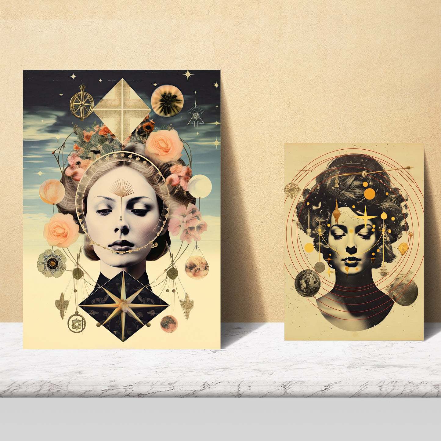 Collage surrealista femenino estilo esoterico mistico