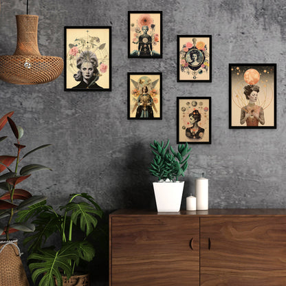 Collage surrealista floral estilo esoterico mistico