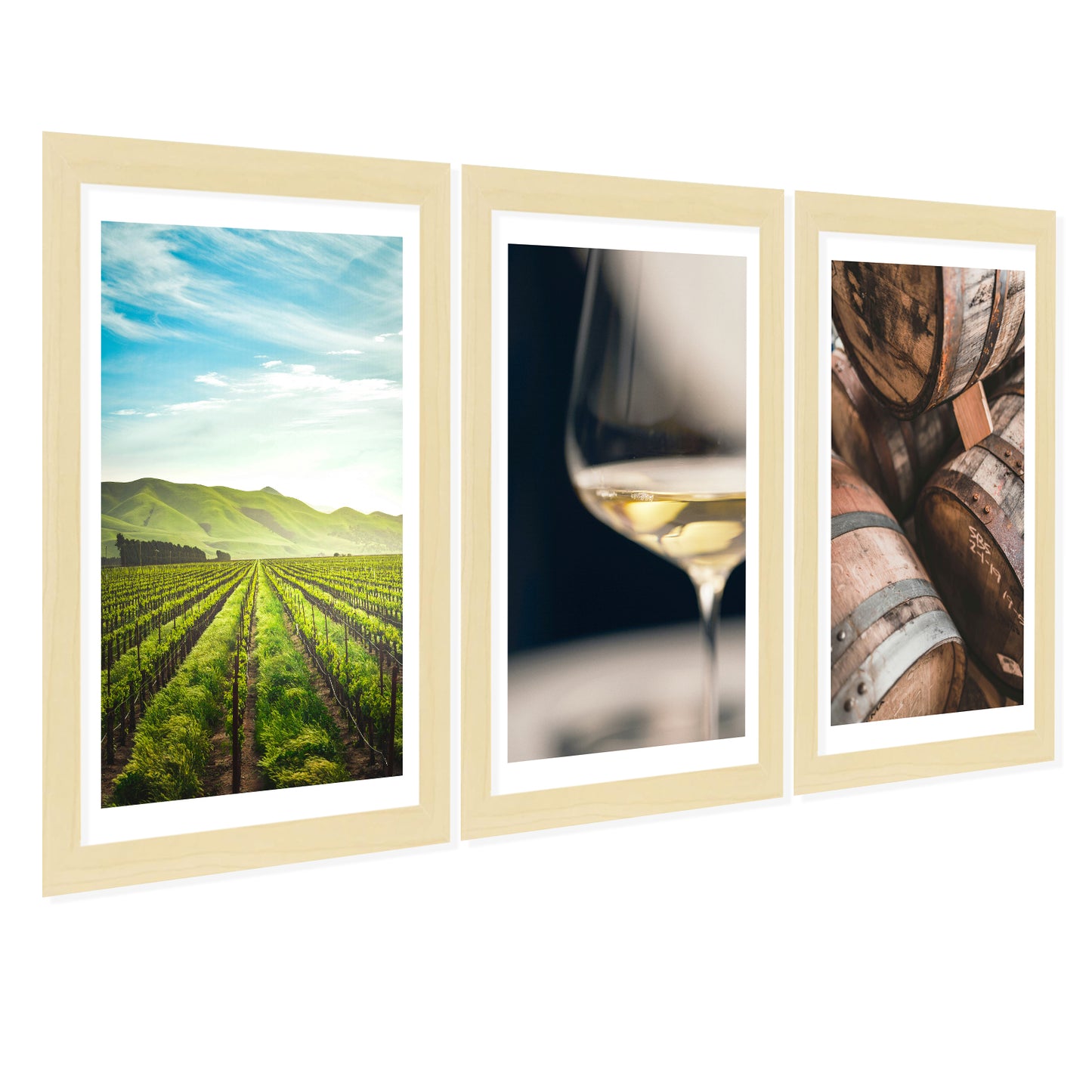 Set de 3 Cuadros de Viñedo Italiano Impresión Ilustración Arte de Pared Decoración en Estilo Fotográfico Moderno para Cocina, Bodega, Bar, Despensa, Comedor, Restaurante