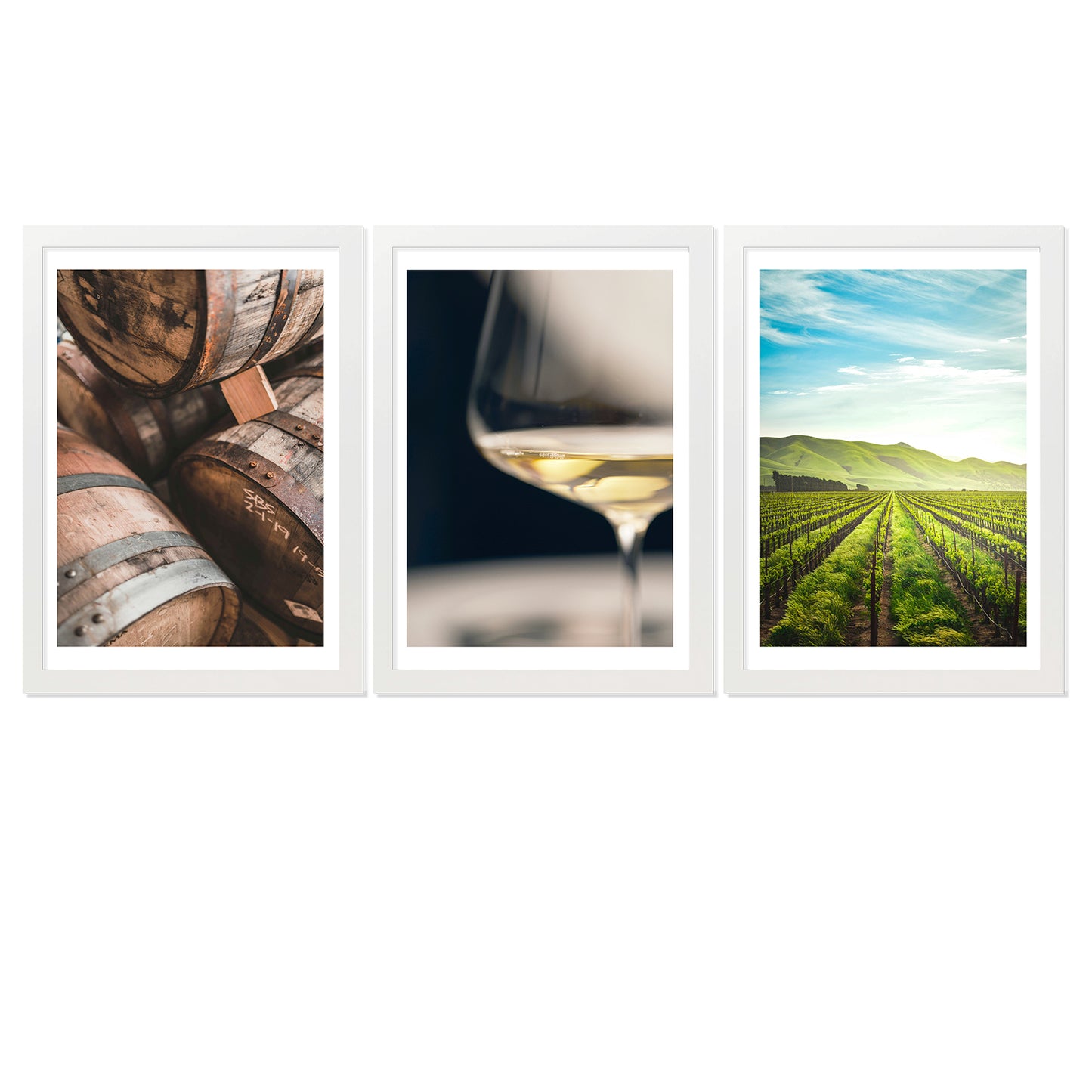 Set de 3 Cuadros de Viñedo Italiano Impresión Ilustración Arte de Pared Decoración en Estilo Fotográfico Moderno para Cocina, Bodega, Bar, Despensa, Comedor, Restaurante