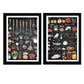 Set de 2 Cuadros Elementos de Cocina Ingredientes y Herramientas Poster Print ilustración para decorar las paredes de Cocina, Despensa, Comedor, Restaurante