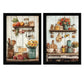 Set de 2 Cuadros de Cocina Rústica Impresión Ilustración en Estilo Campestre Arte de Pared para Decoración de Cocina, Despensa, Comedor, Restaurante