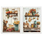 Set de 2 Cuadros de Cocina Rústica Impresión Ilustración en Estilo Campestre Arte de Pared para Decoración de Cocina, Despensa, Comedor, Restaurante
