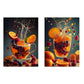 Set de 2 Cuadros de Colores con Té de Frutas Refrescantes Ilustración impresa en estilo Fotográfico para decorar las paredes de Cocina, Despensa, Comedor, Restaurante