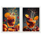 Set de 2 Cuadros de Colores con Té de Frutas Refrescantes Ilustración impresa en estilo Fotográfico para decorar las paredes de Cocina, Despensa, Comedor, Restaurante