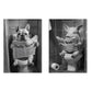 Set de 2 Cuadros de Animales con Periódico en el WC, Perro, Cerdo, Blanco y Negro con Ilustración Impresa en Estilo B/N para Decorar las Paredes del WC, Cuarto de Baño, Aseo, WC